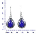 Natural Lapis Lazuli Gemstone &amp; 925 Sterling Silver Dangle Designer Earrings Jewelry